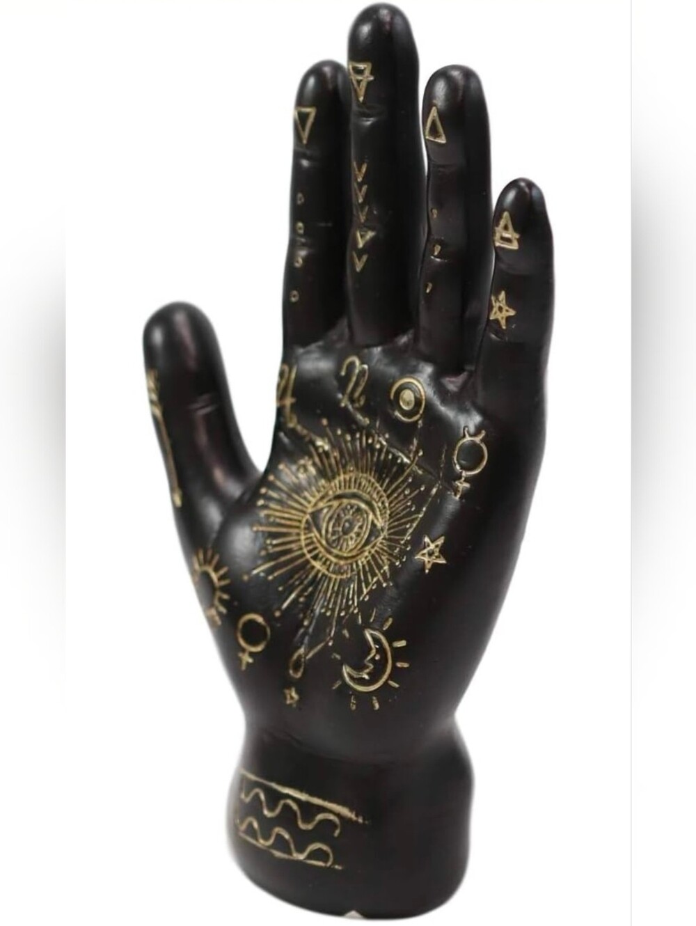 Mystical Palmistry Hand Black & Gold Celestial Decor 7” NWOT - Picture 2 of 4